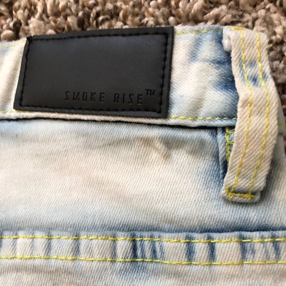 Smoke Rise Men's Rip & Repair Denim Jeans 32x32 Trendy Stylish Streetwear - Picture 15 of 15